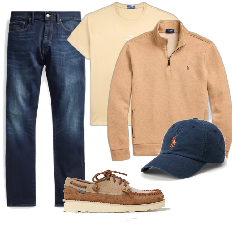 Outfit uomo - Total look #1877063. Stile Casual per Tutti i giorni. Abbinamento con jeans, cappelli, t-shirt, pullovers, scarpe stringate.