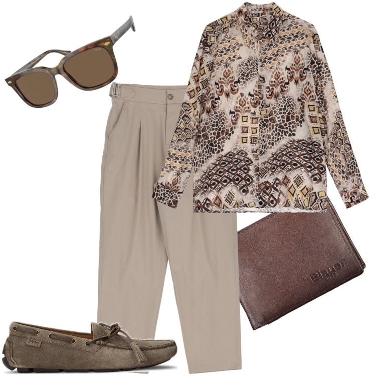Outfit uomo - Le stringate casual. Stile Casual per Serata speciale. Abbinamento con camicie, pantaloni, scarpe stringate, occhiali da sole, portafogli.