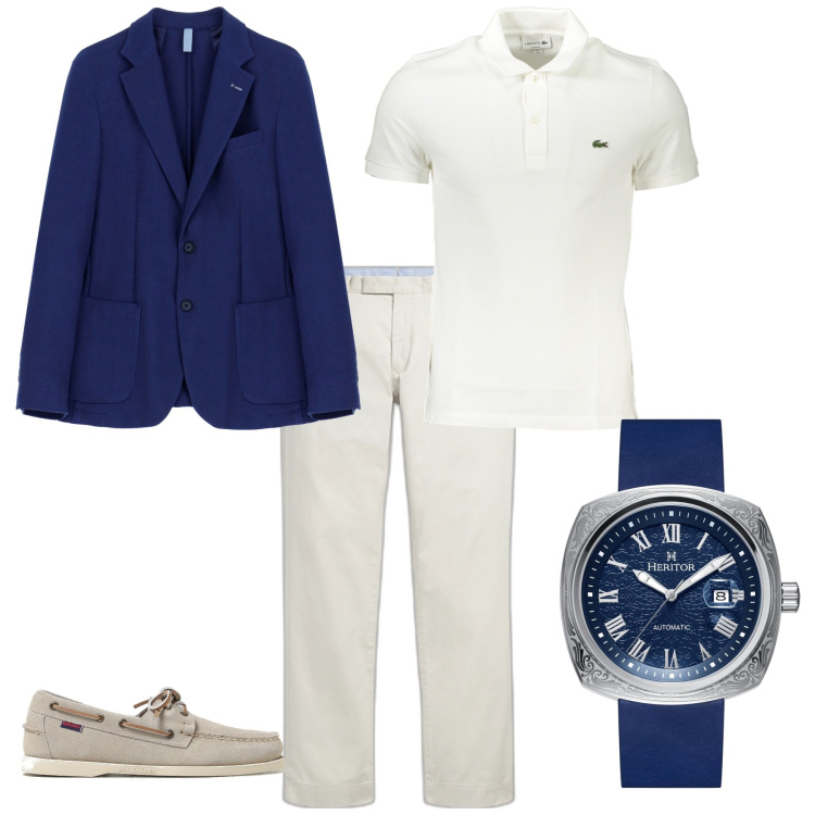 Outfit uomo - Trendy per il week end. Stile Trendy per Serata speciale. Abbinamento con orologi, giacche, pantaloni chino, polo, scarpe stringate.