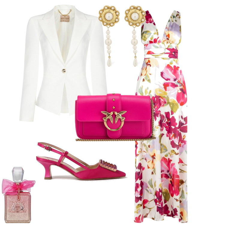 Outfit donna - Bon ton evento cerimonia serata. Stile Bon Ton per Cerimonia. Abbinamento con profumi, borse a spalla, vestiti lunghi, blazer, scarpe col tacco, orecchini.