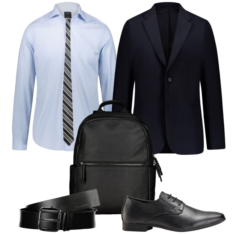 Outfit uomo - Total look #1877399. Stile Business/Elegante per Ufficio. Abbinamento con scarpe stringate, camicie, abiti, cravatte, cinture, borse sportive.