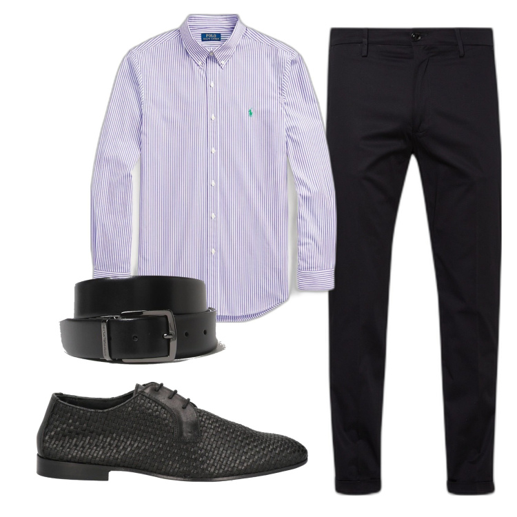 Outfit uomo - Total look #1877730. Stile Business/Elegante per Serata speciale. Abbinamento con scarpe stringate, camicie, pantaloni chino, cinture.