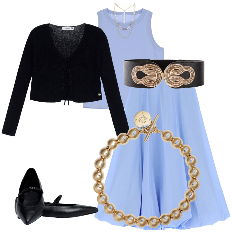 Outfit donna - Gioielli statement. Stile Casual chic per Serata fuori. Abbinamento con cinture, cardigans, gonne longuette, top, braccialetti, ballerine.