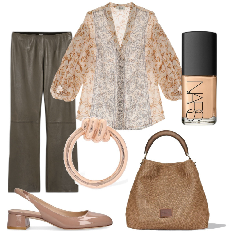 Outfit donna - Total look #1877763. Stile Chic per Tutti i giorni. Abbinamento con pantaloni, fondotinta, camicie, orecchini, décolleté, borse a mano.