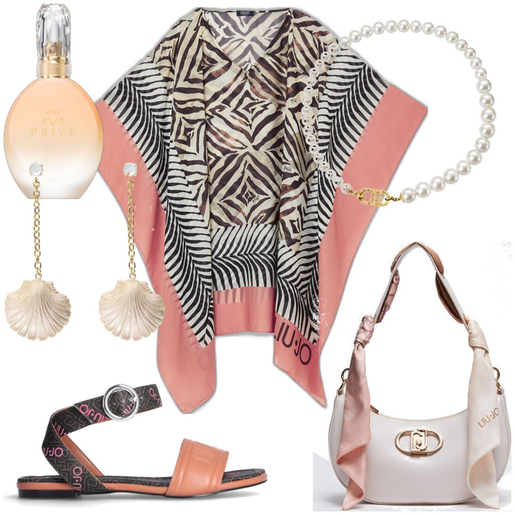 Outfit donna - Total look #1877821. Stile Casual chic per Tutti i giorni. Abbinamento con profumi, orecchini, borse a spalla, collane, caftani, sandali.