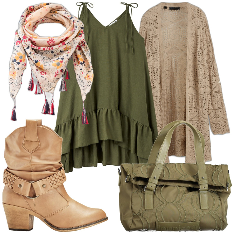 Outfit donna - Very short dress. Stile Casual per Tutti i giorni. Abbinamento con cardigans, stivaletti texani, foulard, vestiti lunghi, borse a spalla.