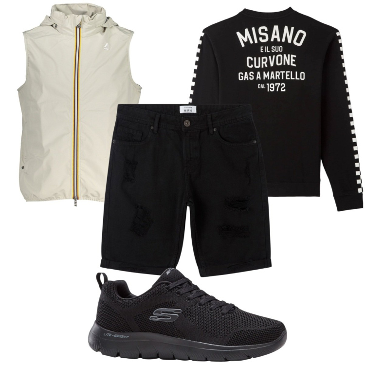 Outfit uomo - Total look #1877982. Stile Casual per Tutti i giorni. Abbinamento con sneakers, felpe, bermuda, giacche.
