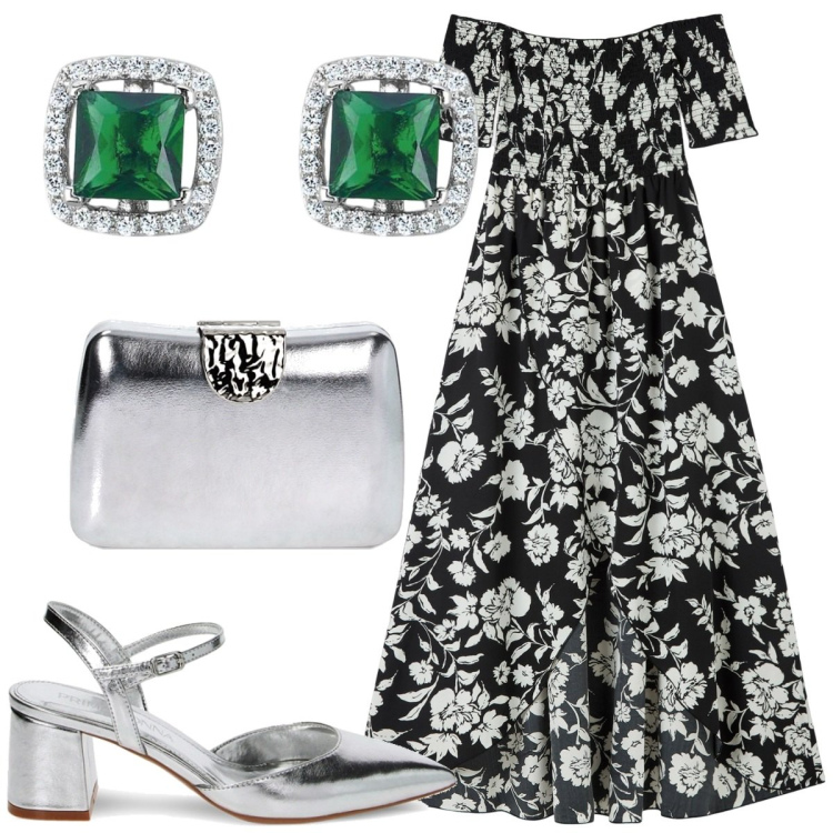 Outfit donna - Total look #1878140. Stile Trendy per Cerimonia. Abbinamento con vestiti lunghi, orecchini, clutch, décolleté.