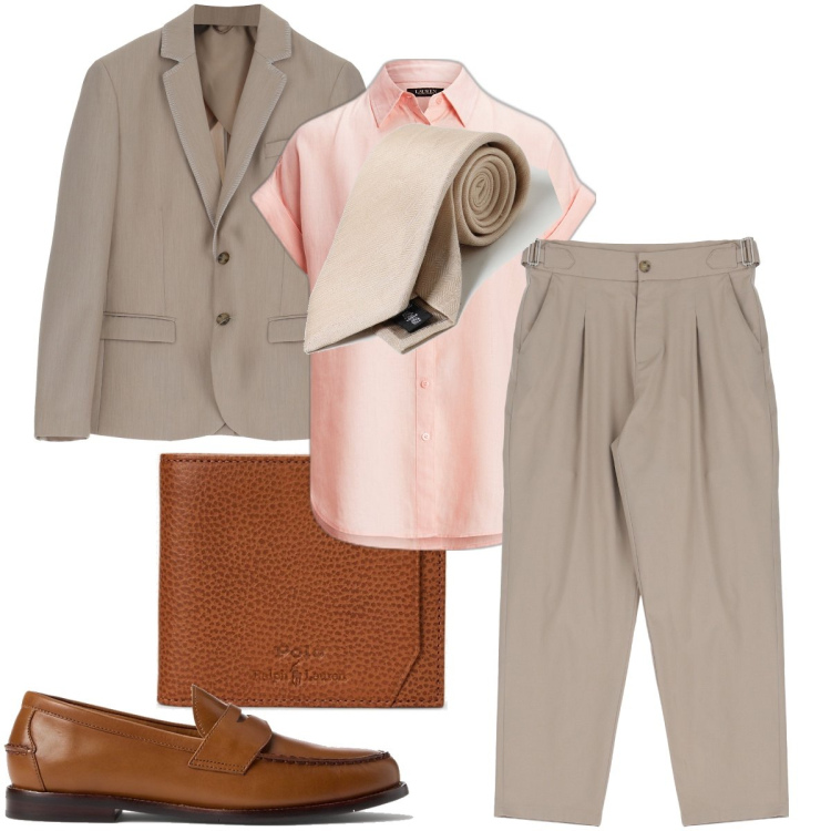 Outfit uomo - Un classico. Stile Business/Elegante per Cerimonia. Abbinamento con pantaloni, giacche, scarpe stringate, camicie a manica corta, portafogli, cravatte.