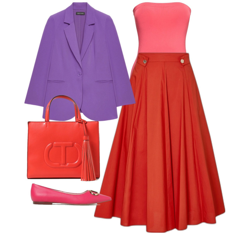 Outfit donna - Blazer mania. Stile Bon Ton per Tutti i giorni. Abbinamento con gonne lunghe, blazer, ballerine, borse a mano, body.