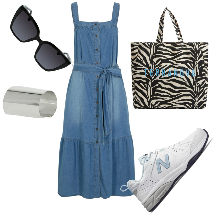 Outfit donna - Total look #1878553. Stile Basic per Tutti i giorni. Abbinamento con vestiti, borse tote, sneakers, braccialetti, occhiali da sole.