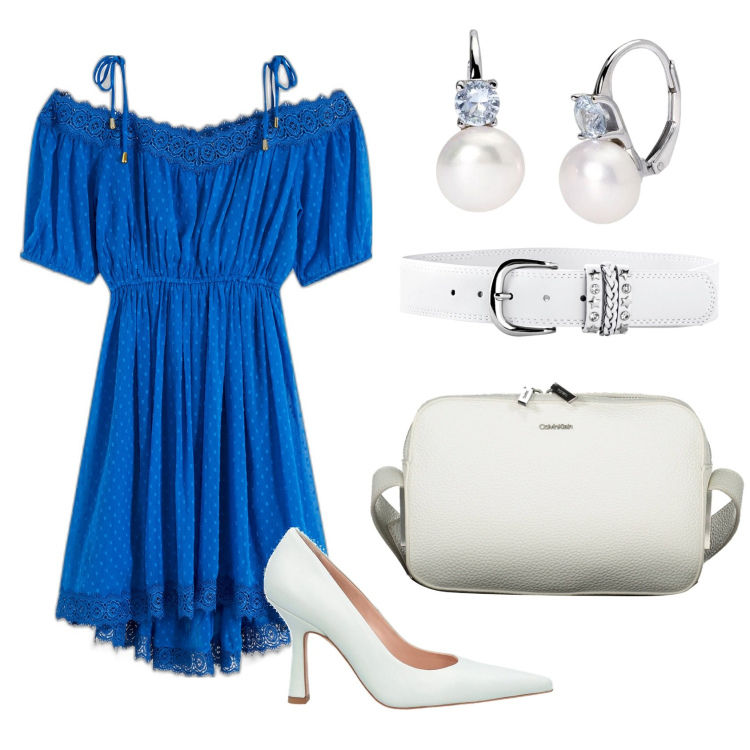Outfit donna - Total look #1878598. Stile Casual chic per Tutti i giorni. Abbinamento con cinture, vestiti, orecchini, borse a tracolla, décolleté.