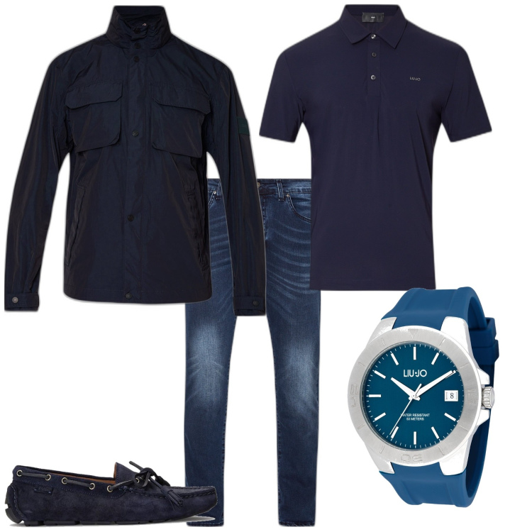 Outfit uomo - Trendy a cena. Stile Trendy per Serata speciale. Abbinamento con scarpe stringate, jeans skinny, polo, giacche, orologi.