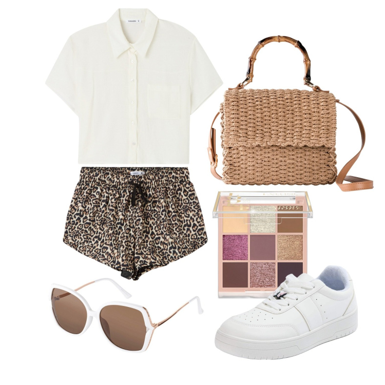 Outfit donna - Ghost outfitter - maggio. Stile Trendy per Tutti i giorni. Abbinamento con borse a mano, occhiali da sole, ombretti, sneakers, shorts, camicie.
