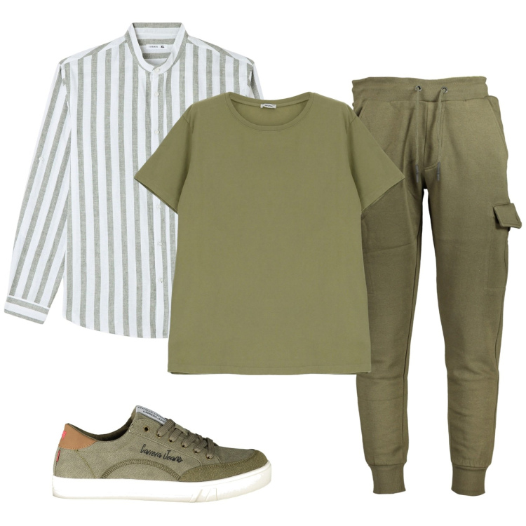 Outfit uomo - Kaki mania. Stile Casual per Tutti i giorni. Abbinamento con camicie, t-shirt, pantaloni, sneakers.