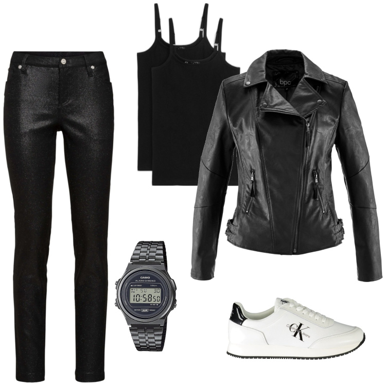 Outfit donna - Total look #1878770. Stile Mannish per Serata fuori. Abbinamento con blazer, top, pantaloni, orologi, sneakers.