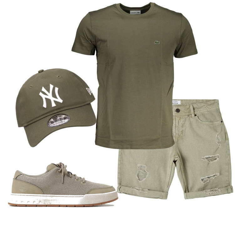 Outfit uomo - Total look #1878803. Stile Casual per Tutti i giorni. Abbinamento con bermuda, cappelli con visiera, t-shirt, sneakers.