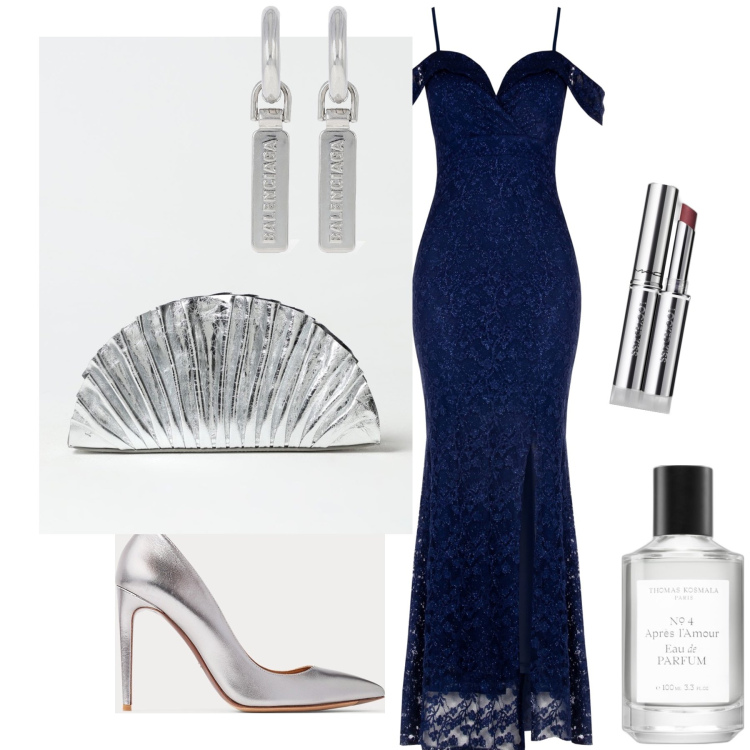 Outfit donna - High cost but high impact. Stile Glamour per Serata fuori. Abbinamento con rossetti, profumi, vestiti lunghi, décolleté, clutch, orecchini.