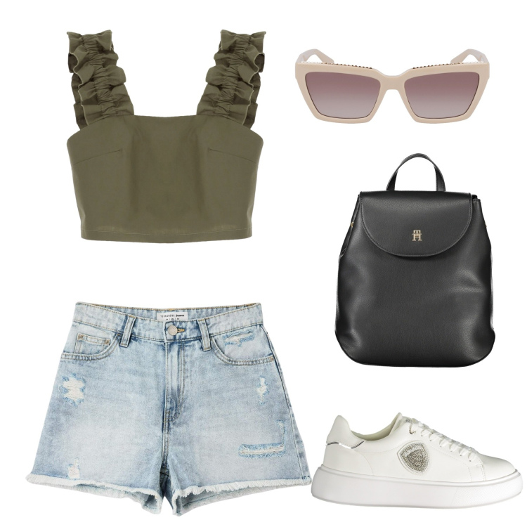 Outfit donna - Finalmente estate!!. Stile Casual per Tutti i giorni. Abbinamento con shorts, top, sneakers, zaini, occhiali da sole.