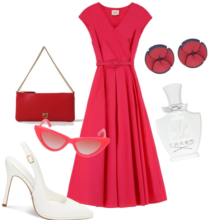 Outfit donna - Total look #1879351. Stile Chic per Tutti i giorni. Abbinamento con orecchini, profumi, décolleté, vestiti lunghi, borse a spalla, occhiali da sole.