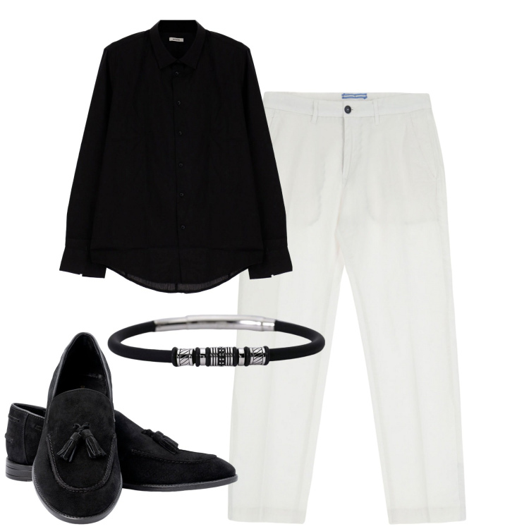 Outfit uomo - Total look #1879606. Stile Trendy per Tutti i giorni. Abbinamento con braccialetti, camicie, pantaloni, scarpe stringate.
