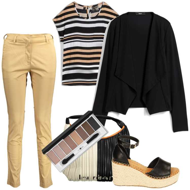Outfit donna - Total look #1879736. Stile Boho per Tutti i giorni. Abbinamento con blazer, tuniche, ombretti, zeppe, borse a spalla, pantaloni.