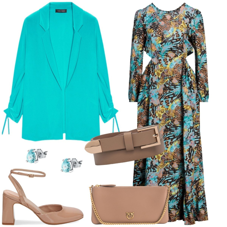 Outfit donna - L’abito lungo. Stile Casual chic per Tutti i giorni. Abbinamento con vestiti lunghi, orecchini, borse a tracolla, blazer, décolleté, cinture.