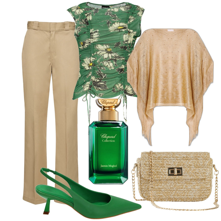 Outfit donna - Ufficio e serata in festa. Stile Glamour per Serata fuori. Abbinamento con borse a mano, profumi, décolleté, canottiere, pantaloni, cappotti.