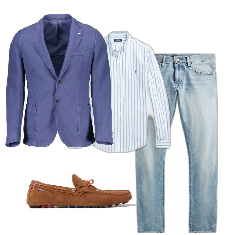 Outfit uomo - Total look #1879974. Stile Urban per Tutti i giorni. Abbinamento con camicie, jeans, giacche, scarpe stringate.