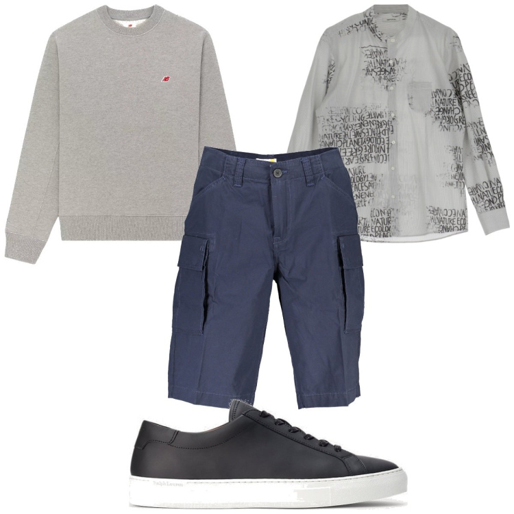 Outfit uomo - Total look #1879993. Stile Casual per Ufficio. Abbinamento con felpe, camicie, sneakers, bermuda.
