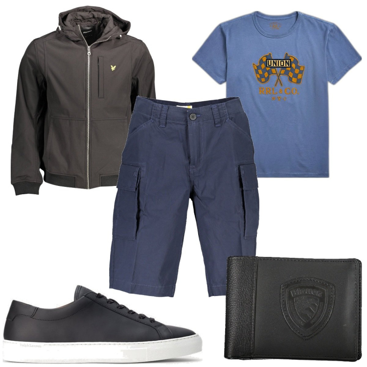 Outfit uomo - Total look #1880007. Stile Trendy per Tutti i giorni. Abbinamento con sneakers, t-shirt, bermuda, giacche, portafogli.