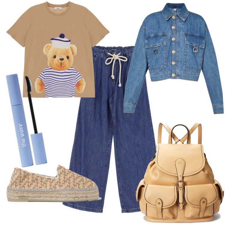 Outfit donna - Total look #1880417. Stile Basic per Tutti i giorni. Abbinamento con mascara, zaini, t-shirt, jeans, blazer, espadrillas.