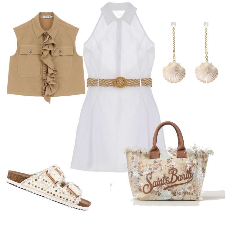 Outfit donna - Leggera. Abbinamento con vestiti corti, gilet, orecchini, sandali, borse tote.