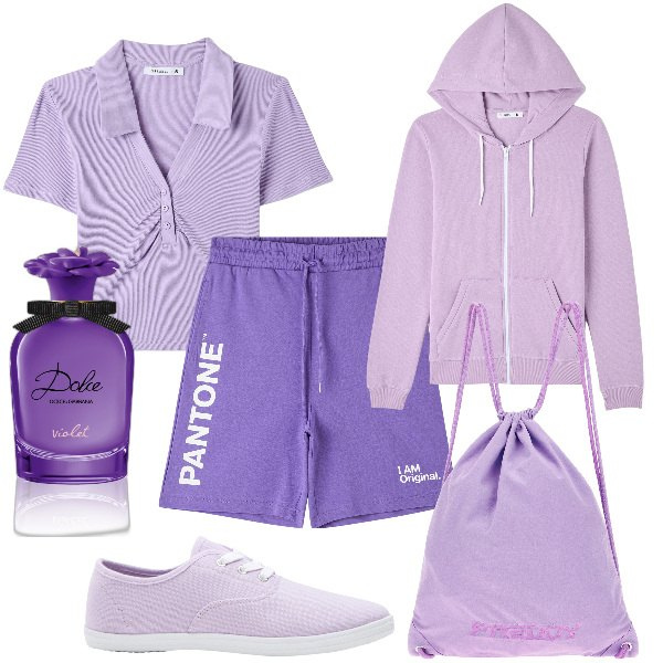 Outfit donna - Total look #1880727. Stile Basic per Tutti i giorni. Abbinamento con sneakers, profumi, zaini, polo, bermuda, felpe con cappuccio.