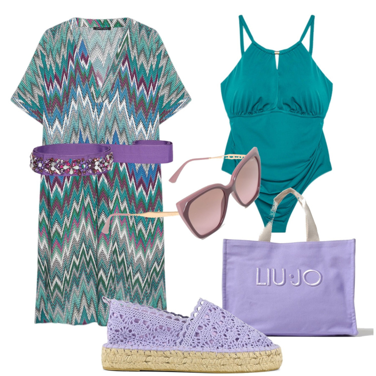 Outfit donna - Colazione e spiaggia !. Stile Boho per Mare. Abbinamento con espadrillas, cinture, costumi interi, vestiti, borse tote, occhiali da sole.
