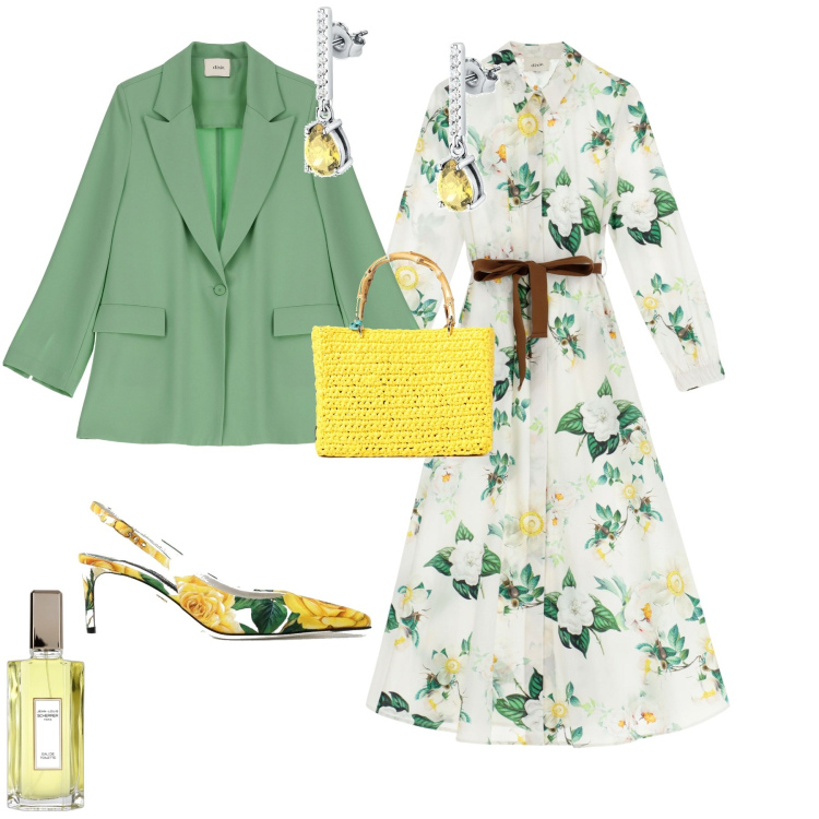 Outfit donna - Romantica chic cerimonia evento serata. Stile Romantica per Cerimonia. Abbinamento con orecchini, profumi, vestiti lunghi, blazer, borse a mano, scarpe col tacco.