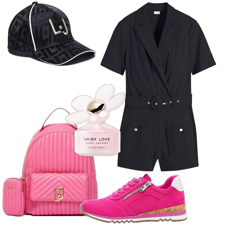 Outfit donna - Trendy per la primavera. Stile Trendy per Tutti i giorni. Abbinamento con tute, sneakers, profumi, cappelli, zaini.