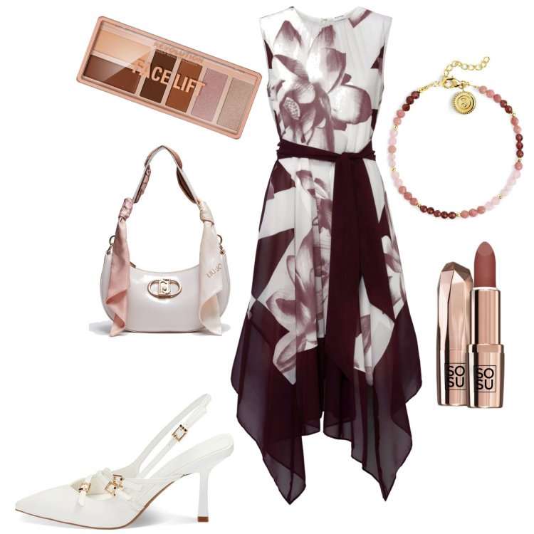 Outfit donna - Total look #1881456. Stile Chic per Tutti i giorni. Abbinamento con vestiti, braccialetti, terre, rossetti, décolleté, borse a spalla.