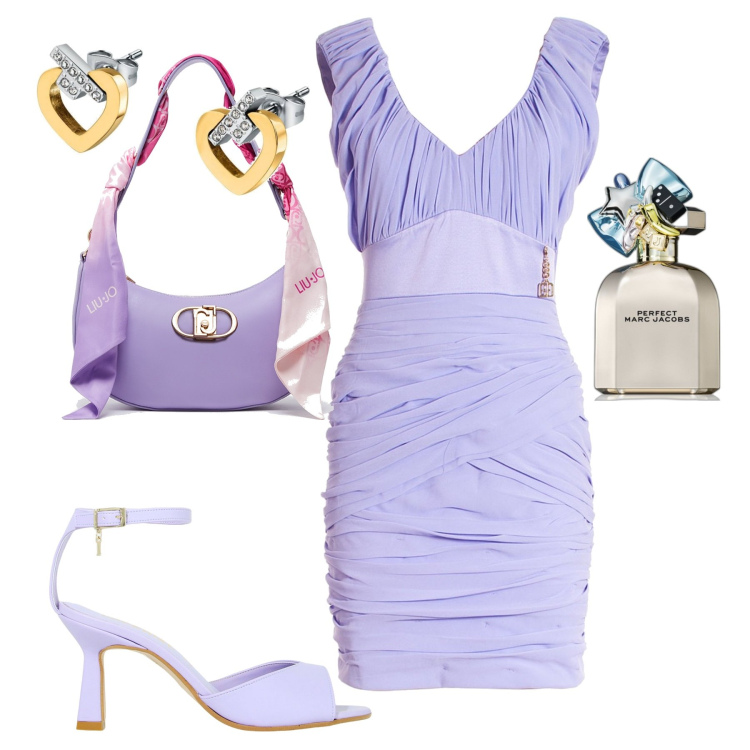 Outfit donna - Lilla. Stile Chic per Cerimonia. Abbinamento con orecchini, profumi, vestiti a tubino, décolleté, borse a spalla.