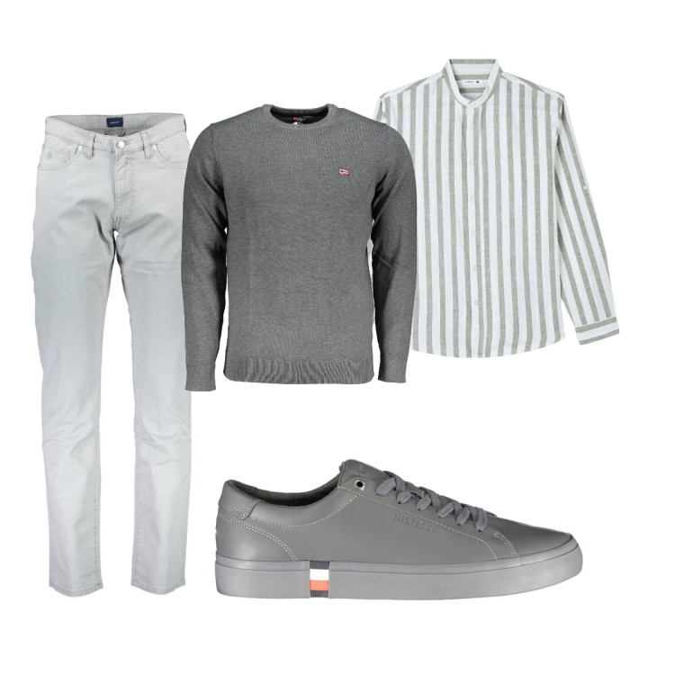 Outfit uomo - Total look #1881614. Stile Trendy per Tutti i giorni. Abbinamento con camicie, maglieria, scarpe sportive, pantaloni.