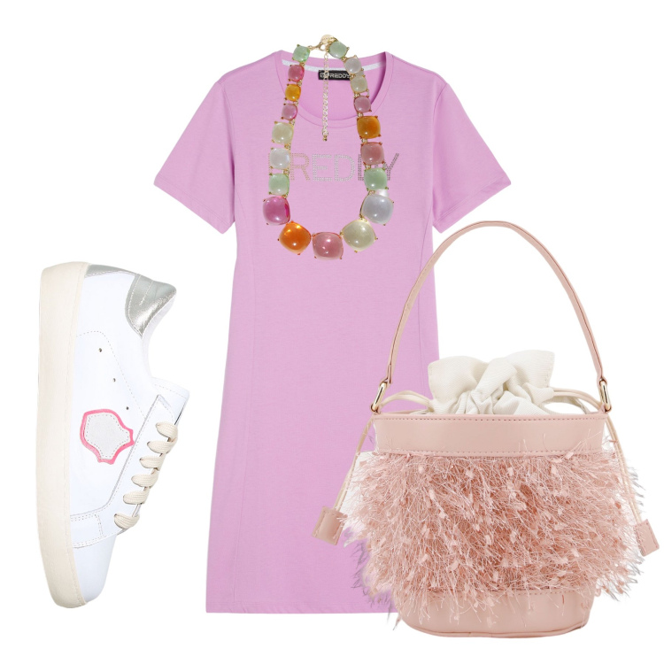 Outfit donna - Total look #1881624. Abbinamento con sneakers, vestiti lunghi, collane, borse a secchiello.