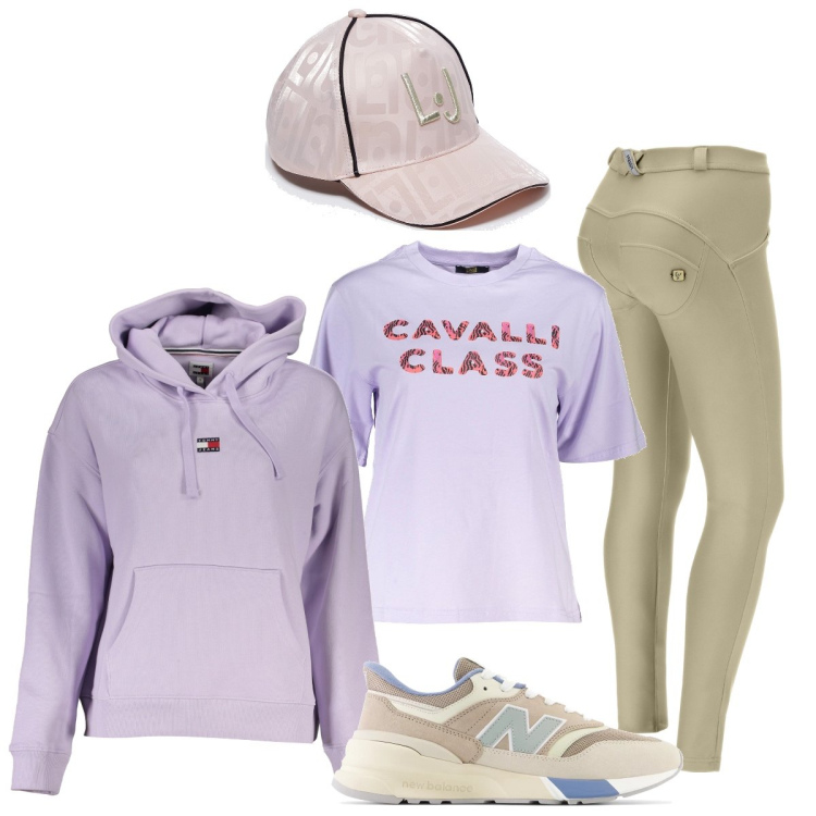 Outfit donna - Di corsa. Stile Sporty chic per Sport. Abbinamento con scarpe sportive, pantaloni skinny, felpe con cappuccio, t-shirt, cappelli.