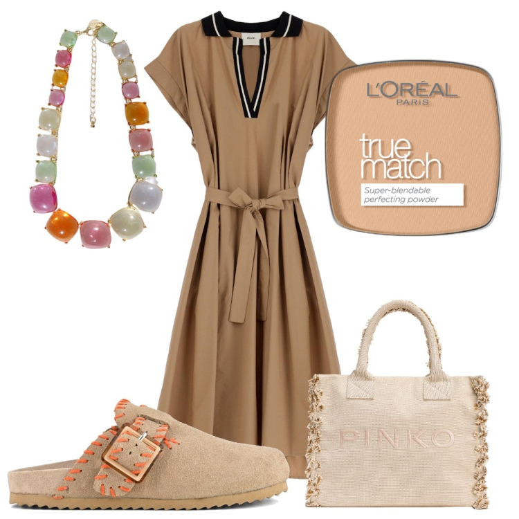 Outfit donna - Total look #1881974. Stile Etnico per Tutti i giorni. Abbinamento con ciprie, shopping bag, vestiti midi/longuette, collane, sabot.