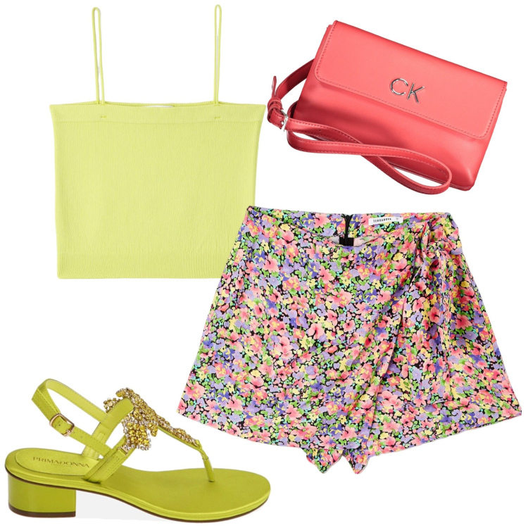 Outfit donna - Mare. Stile Casual chic per Mare. Abbinamento con canottiere, gonne, ciabatte, borse a tracolla.