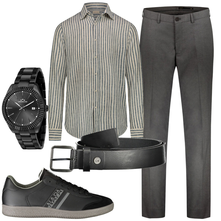 Outfit uomo - Total look #1882314. Stile Business/Elegante per Ufficio. Abbinamento con orologi, pantaloni, cinture, sneakers, camicie.