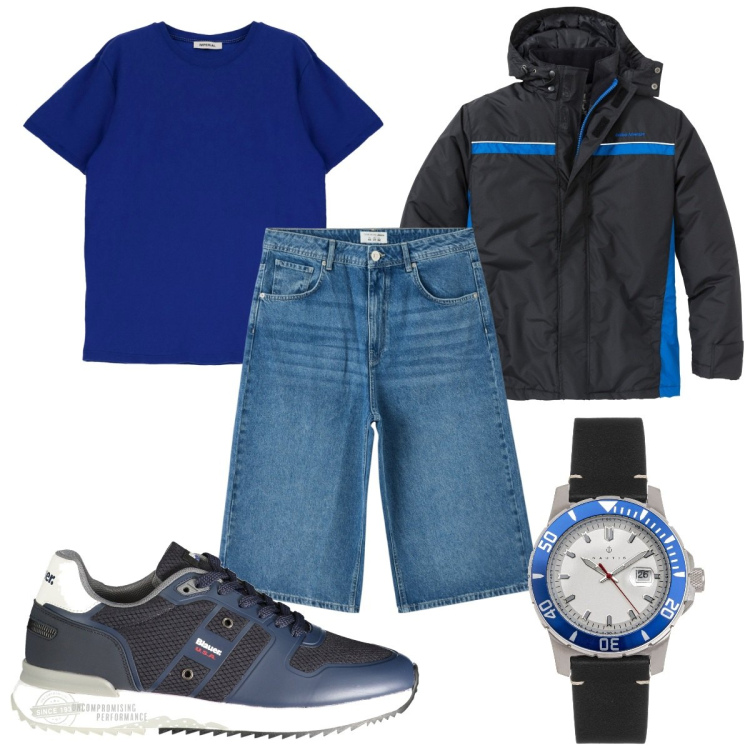 Outfit uomo - Total look #1882575. Stile Trendy per Tutti i giorni. Abbinamento con giacche, orologi, pantaloni corti, t-shirt, sneakers.