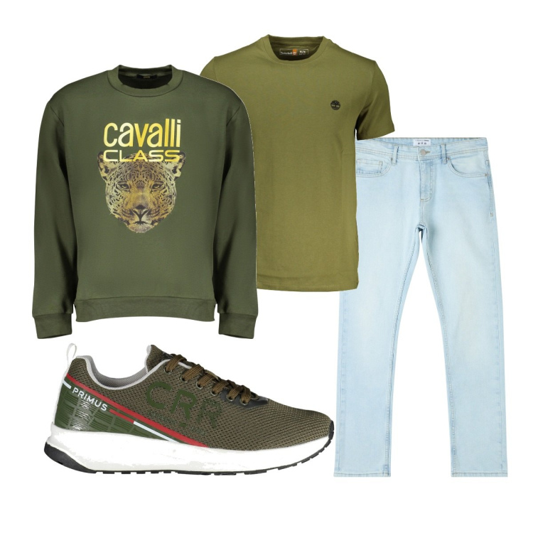 Outfit uomo - Total look #1882742. Stile Casual per Tutti i giorni. Abbinamento con jeans dritti, scarpe sportive, t-shirt, felpe.