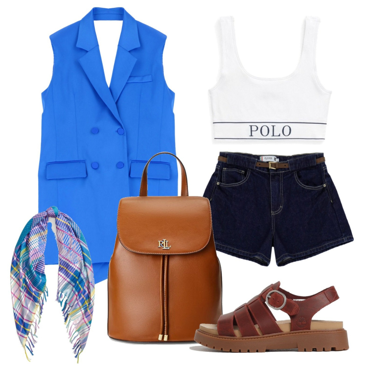 Outfit donna - Ghost outfitter - maggio. Stile Casual per Tutti i giorni. Abbinamento con shorts, vestiti corti, canottiere, zaini, foulard, sandali in pelle.