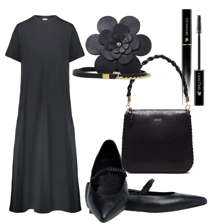 Outfit donna - Total look #1882991. Stile Bon Ton per Serata fuori. Abbinamento con mascara, cinture, vestiti midi/longuette, ballerine, borse a spalla.