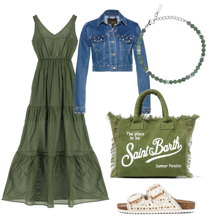 Outfit donna - Total look #1882998. Stile Basic per Tutti i giorni. Abbinamento con blazer, braccialetti, vestiti lunghi, sandali, borse a spalla.